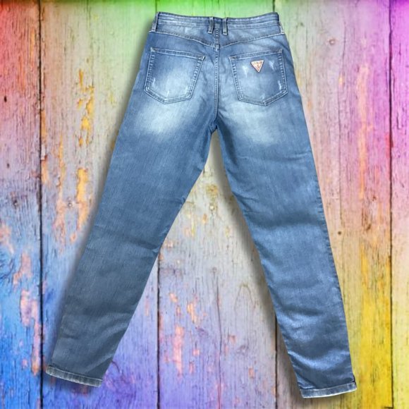 GUESS 1981 3 ZIP CROP JEAN - Distressed - Size 28.5" - Picture 3 of 6